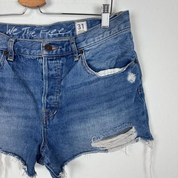 Free People Sofia Short 31 Denim Boho Western Fray Hem Summer Casual Everyday - Picture 2 of 9